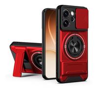 SORAKA Funda para OPPO Reno15 Pro 5G con Soporte,protección de Lente con Ventana y Cubierta de Doble Capa de PC y TPU Compatible con el Soporte magnético para Coche