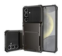 SORAKA Funda para Samsung Galaxy S25 con Tarjetero PC TPU 2 en 1 Carcasa Dual Layer Bumper Funda antichoque con Capacidad para 5 Tarjetas