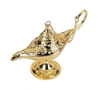 Sorand Lámpara de Aladín, luz de Aladdin Magic Genie Light Metal Tallado lámpara de Leyenda lámpara de Pot Decoración Vintage Decoración de Mesa Manualidades Fiesta Halloween Cumpleaños(Dorado)