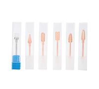Sorandy Brocas para Uñas de Oro Rosa, Juego de Herramientas de Manicura de Aleación de Tungsteno, Cabezal de Pulido con Cepillo para Polvo, Ideal para Salón en Casa, 6 Piezas