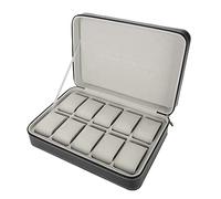 Sorandy Caja de Almacenamiento para Relojes, Elegante Organizador de Estuche Coleccionista de 10 Rejillas para Viajes y Hogar, Cuero PU Negro, 11 X 7,9 X 3,0 Pulgadas