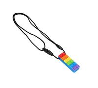 Sorandy Collar con Colgante Masticable, Resistente Al Agua, Mordedor para Masticar, para Niños con TDAH, Color Naranja (Mordedor de bloques de construcción arcoíris #13)