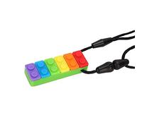 Sorandy Collar Mordedor con Forma de Bloque de Construcción Collar Colgante Masticable Impermeable para Autismo Azul (Mordedor de Bloques de construcción arcoíris #12)