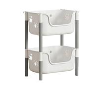 Sorandy Contenedores de Almacenamiento Apilables de 2 Niveles, Soporte para Libros de Refrigerios, Espacioso Organizador de Almacenamiento de Juguetes en Forma de Oso con 2 (Capas Blanco Gris Sin