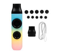 Sorandy Flauta Kazoo, Flauta de Doble Orificio, Instrumento de Zumbido con Tono Alto y bajo Ajustable y Boquilla de Soplado Reemplazable, 10 Membranas de Repuesto, Ideal para Niños, Adultos (Azul,