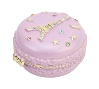Sorandy Joyero de Macarrón, Exquisito y Encantador Joyero de Metal con Diamantes de Imitación, Linda Caja de Almacenamiento de Macarrón para Collar, Anillo, Pendientes, Organizador Decorativo (PURPLE)