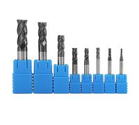Sorandy Juego de 8 Fresas de Carburo de 4 Filos de 2-12 Mm, Alta Dureza, Acero de Tungsteno, Kit de Brocas de Fondo Plano con Revestimiento Para Aluminio, Cobre, Etc.