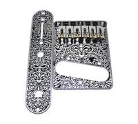 Sorandy Juego de Puente de Guitarra de Aleación de Zinc, Puente de Rodillo y Placa de Control Grabada, Reemplazo de Hardware Estilo TL con Tornillos de Montaje para Guitarras (SILVER)