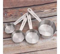 Sorandy Juego de Tazas Medidoras de Acero Inoxidable, Herramientas Duraderas para Hornear para Cocina, 4 Piezas de Vajilla con Cuchara Medidora para el Hogar, Cafetería 1 Taza 1/2 Taza /3/4