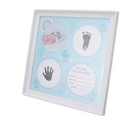 Sorandy Kit de Huellas de Manos de bebé, Marco de Fotos de Recuerdo de Recién Nacido, Juego de Tarjetas de Impresión de Tinta con Tinta de Impresión y Tarjetas de, Ideal para Decoración de (BLUE)