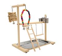 Sorandy Kit del Patio de Recreo de Pájaros, Pet Parrot Playstand, Parqueador de Loros de Madera Inartificial con Bandeja Extraíble y 2 Tazas de Alimentación de Acero Inoxidable para el