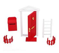 Sorandy Mini Juego de Puerta de Madera con Detalles Vívidos, Mano de Obra Exquisita para Puerta en Miniatura de Casa de Muñecas, en Miniatura Roja para Casa de Muñecas 1:12 (Rojo)