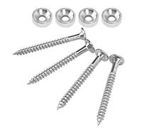 Sorandy Perno de Junta de Mástil de Guitarra, 4 Juegos de Virola de Metal con Tornillo para bajo Eléctrico, Accesorio de Casquillo de Mástil de Acero Inoxidable para Guitarristas (SILVER)