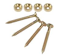 Sorandy Perno de Junta de Mástil de Guitarra, 4 Juegos de Virola de Metal con Tornillo para bajo Eléctrico, Accesorio de Casquillo de Mástil de Acero Inoxidable para Guitarristas (GOLD)