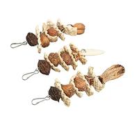 Sorandy Piedra de Pico de Periquito de Hojas de Maíz Naturales, Juego de Juguetes para Masticar, Juguete con Ganchos de Acero Inoxidable y Hueso de Sepia para Moler y Salud de Pico de Pájaro