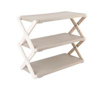 Sorandy Plegador de Zapatos Plegable, Almacenamiento de Zapatos Portátiles, Organizador Apilable con Pilares en Forma de X Espesados y Diseño de Hebilla para la Entrada (3 Niveles)