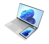 Sorandy Portátil de Doble Pantalla con Teclado Retroiluminado en Color 15,6 Pulgadas IPS, Intel Celeron N5105, Portátil de Negocios de Doble Pantalla con Desbloqueo por (16GB+2TB Enchufe
