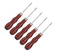 Sorandy Punzón Perforador de Costura, Gancho de Ganchillo para Reparación de Cuero, Herramienta con de Madera para Artesanía de Zapatos, 5 uds.