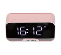 Sorandy Reloj Despertador con Radio con Altavoces Bluetooth para Dormitorio, Oficina, Altavoz Despertador Digital Portátil con Pantalla LED, Temperatura De Calendario, Brillo Ajustable(Rosado)