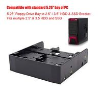 Sorandy Soporte para Bahía de Unidad de Disquete de 2,5/3,5 HDD/SSD a 0,25, Material Plástico de Ingeniería Negro, Compatible con Discos Duros de 7 Mm a 15 Mm de 2 Pulgadas, Actualización de Bahía