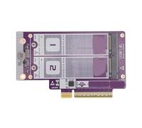 Sorandy Tarjeta de Expansión Dual M.2 NVME a PCIe 5.0 X8, Adaptador de Alta Velocidad con Deflector, Tarjeta de Expansión SSD Compatible con SSD 2230 2242 2260 2280, Ideal para Placa Base de PC de