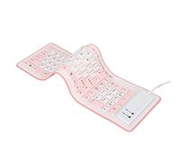 Sorandy Teclado de Silicona Plegable, Impermeable, Silencioso, 103 Teclas, Teclado con Cable USB para PC Portátil, Enrollable Que Ahorra Espacio para Viajes, Color Morado (Pink)
