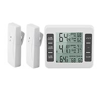 Sorandy Termómetro Digital Inalámbrico para Refrigerador, Termómetro ABS para Congelador con 2 Sensores, Alarma Audible, Pantalla Mínima Máxima, Rango de 328 Pies para Frigorífico