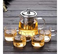 Sorandy Tetera de Vidrio de Borosilicato, Filtro de Acero Inoxidable Extraíble para té Floreciente y de Hojas Sueltas con Asa, Capacidad de 450 Ml, 750 Ml y 950 (Como se muestra)