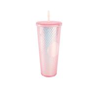 Sorandy Vaso con Tachuelas Mate de Gran Capacidad de 710 Ml y 24 Oz, Taza de Agua Reutilizable con Aislamiento de Doble Capa, con Tapa a Prueba de Fugas, Pajita para Beber café, té, Jugo (rosa