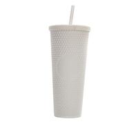 Sorandy Vaso con Tachuelas Mate de Gran Capacidad de 710 Ml y 24 Oz, Taza de Agua Reutilizable con Aislamiento de Doble Capa, con Tapa a Prueba de Fugas, Pajita para Beber café, té, Jugo (WHITE)