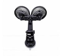 Sorandy Ventilador de Coche de Doble Cabezal, Ventilador de Asiento de Coche Ajustable de 360°, Motor sin Escobillas con Batería Recargable de 3600 MAh, 3 Velocidades de hasta 3232 RPM y Ventosa