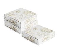 Sorarto Caja de regalo de lujo con tapa magnética, paquete de 3, cajas de regalo decorativas florales doradas para regalos, regalos de boda y almacenamiento reutilizable. 4 x 4 x 1 pulgadas