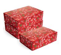 Sorarto Caja de regalo de lujo con tapa magnética, paquete de 3, cajas de regalo decorativas rojas de Navidad para regalos, regalos de vacaciones y almacenamiento reutilizable. 11.5 x 7.5 x 3.5