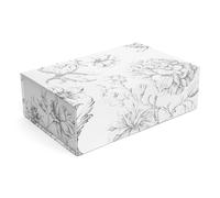 Sorarto Caja de regalo de recuerdo de lujo, caja decorativa floral plateada con tapas magnéticas para regalos, bodas y ocasiones especiales. 11.5 x 7.5 x 3.5 pulgadas