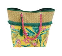 Sorbetto Elegante Bolsa de Playa para Mujer, Práctica Bolsa de Playa o Bolsa de Compras, Perfecta para Vacaciones, Verde Hojas de Palma, 55 x 49 cm o 60 x 49 cm