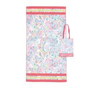 Sorbetto Toalla de playa de moda, gran toalla de baño con estampado moderno, 90 x 170 cm, microfibra rosa/azul con bolsillo
