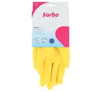 Sorbo Guantes pequeños para el hogar, Guantes de Lavado de látex con puño extralargo, Forro de Flocado súper Suave, Calidad Duradera y Duradera, Amarillo, 1 par