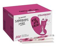 Sorbos - Pajitas comestibles con sabor a fresa, sostenible, empaquetado individualmente, sin plástico, sin alérgenos, sin gluten, 100% biodegradables, 19 cm de largo (paquete de 200)