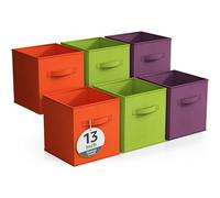 Sorbus Cubos de almacenamiento de tela, 6 contenedores plegables para organizar despensa, cubos, caja de juguetes, almacenamiento de ropa y organizador de armario, cestas plegables de 13 pulgadas para