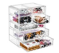 Sorbus Estuche acrílico para almacenamiento de maquillaje y joyas, diseño espacioso, ideal para baño, tocador, tocador y encimera, patrón de diamantes (3 cajones grandes/4 pequeños)