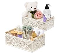Sorbus Macrame Boho Decor Baskets - 2 Decorative Gift Baskets for Nursery Baby Room Toilet Tank Top - Lined Baby Basket Set for Organizing