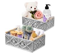 Sorbus Macrame Boho Decor Baskets - 2 Decorative Gift Baskets for Nursery Baby Room Toilet Tank Top - Lined Baby Basket Set for Organizing