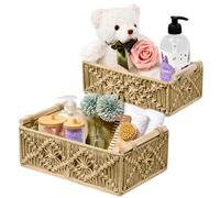 Sorbus Macrame Boho Decor Baskets - 2 Decorative Gift Baskets for Nursery Baby Room Toilet Tank Top - Lined Baby Basket Set for Organizing