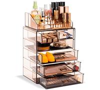 Sorbus Organizador Transparente de Maquillaje cosmético, Almacenamiento de Maquillaje y joyería, Estuche y exhibición, diseño Espacioso, Gran Soporte para tocador, tocador y encimera (3 cajones