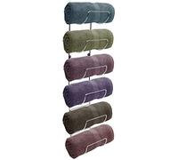 Sorbus Toallero de pared - 6 compartimentos de soporte de toalla de metal plateado para juegos de decoración de baño, organizador para ropa de cama, gimnasio, caravana, puerta, armario, estante de vino montado en la pared para cocina, bar, bodega
