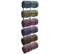 Sorbus Toallero de Pared - Juego de 6 Compartimentos de Metal Negro para Toallas de baño, Organizador de baño, para Gimnasio, SPA, cámper, Caravana, Parte Trasera de la Puerta, Armario, Estante de