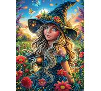 Sorcière Dans le Jardin Fleuri Puzzle 1000 Piezas Cartón Grueso para Principiantes Mitos Cuento de Hadas Ejercicio Mental Relajante Ocio Creativo Casa Regalo Creativo 1000 PCS
