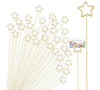 Sorcristy 30 púas para tarjetas florales, con diseño de estrella y flor, soporte de metal para fotos, para ramos, tarjetas de felicitación, postales (dorado)