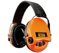 Sordin Pro-X 75302-X/L-14-S - Protectores auditivos de caza activos - EN 352 - Cojín de espuma, banda de cuero y cápsula naranja