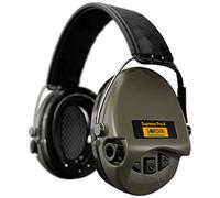 Sordin PRO X - 75302-X/L-S - Protector auditivo activo (25 dB, protector auditivo electrónico, correa de piel, copas verdes)